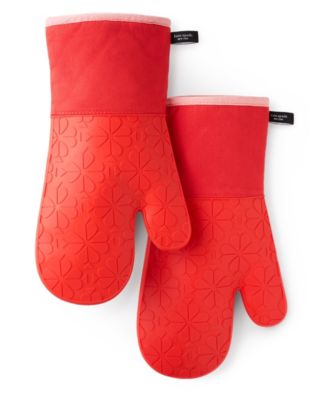 Spade Flower Soft Silicone Oven Mitt Set, 7" x 13"