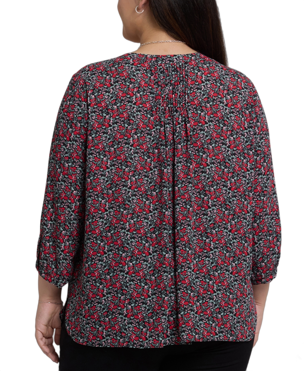 Nydj Plus Size Pintuck V-neck Top