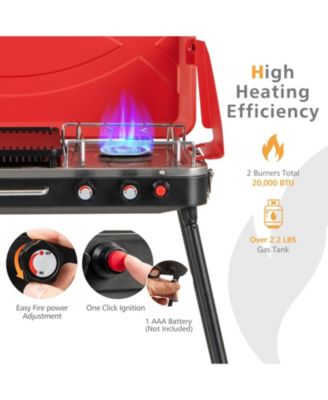 2-in-1 Gas Camping Grill and Stove with Detachable Legs