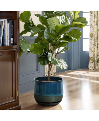 Blue and Green Ombre Round Decorative Ceramic Planter Pot