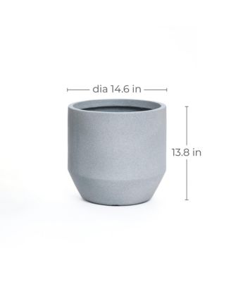 Minimalistic Modern Gray 13.8-Inch Tall Round Tapered MgO Planter