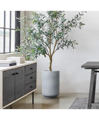 Minimalistic Modern Gray 19.3-Inch Tall Round MgO Planter