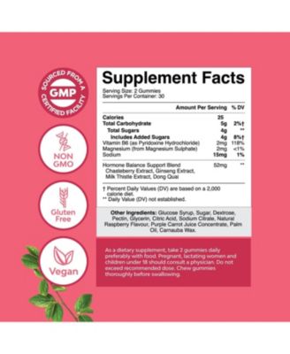 Hormone Balance Gummies for Women | PMS Gummies and Cycle Support Supplements | Vitamin B6, Raspberry Flavor | 60ct