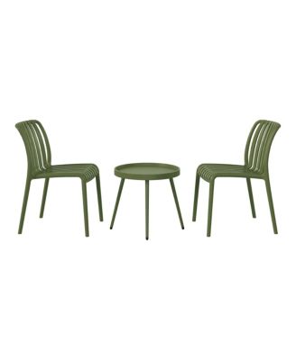 3-Piece Outdoor Patio Bistro Balcony Furniture Set With Stackable Chairs