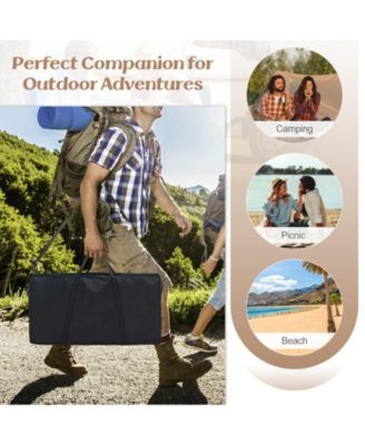 2 Pack Folding Camping Table with Wood-grain Tabletop for Hiking Party