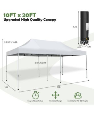 10 x 20 Feet Outdoor Pop-Up Patio Folding Canopy Tent