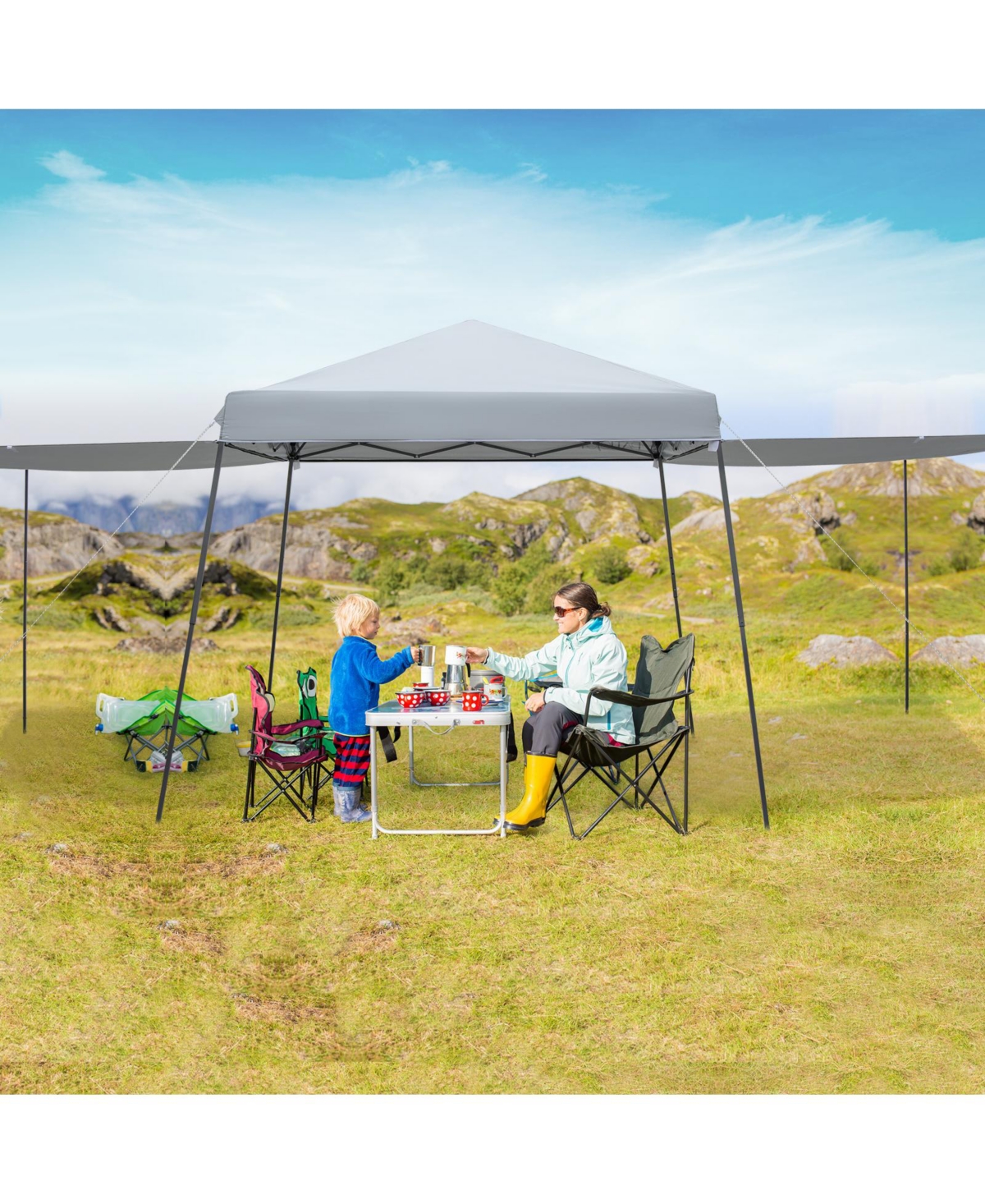 Patio 10x10FT Instant Pop-up Canopy Folding Tent with Sidewalls and Awnings Outdoor