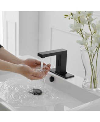 0.78in/20mm,hole size: 0.78in/20mm-1.18in/30mm Automatic Sensor Touchless Bathroom Sink Faucet With Deck Plate In Matte Black