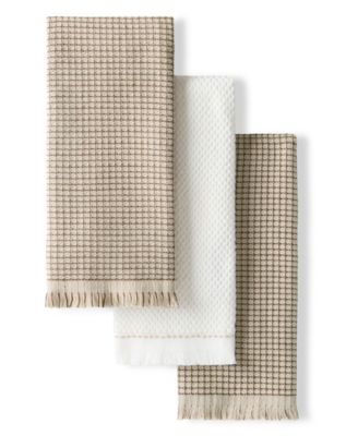 KitchenAid Gourmet Series Gridlines Kitchen Towels, Set of 3 - Milkshake Tan, Set of 3