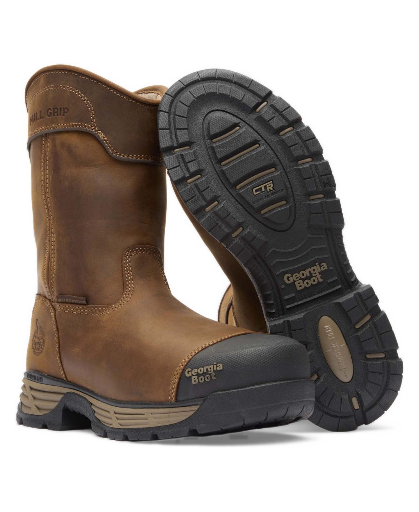 Мужские ботинки GEORGIA BOOT Durablend Edge 10" Waterproof Alloy Toe Pull On Work Boot, цвет: Коричневый — фото 2