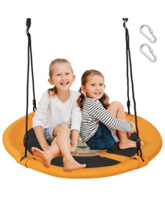40 Inches Saucer Tree Swing Round with Adjustable Ropes and Carabiners