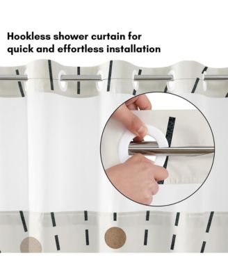 Hookless Abstract Shower Curtain with Sheer Panel, Snap-In Liner & Grommets, 72" x 75"