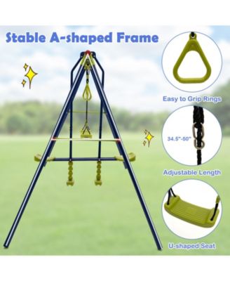 3-in-1 Outdoor Swing Set for Kids Aged 3 to 10