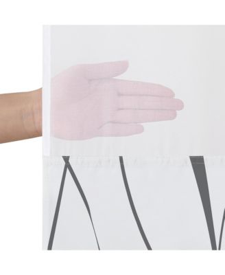  Hookless Shower Curtain Abstract Curve Lines Shower Curtain with Sheer Panel, Snap-In Liner, and Grommets, 72x75