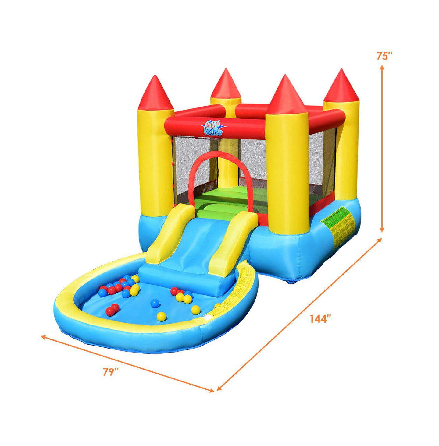 Детские игрушки Mecale Kids Inflatable Bounce House Castle with Balls Pool and Bag, цвет: Синий — фото 4