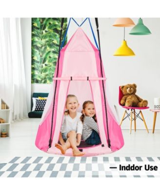 2-in-1 40 Inch Kids Hanging Chair Detachable Swing Tent
