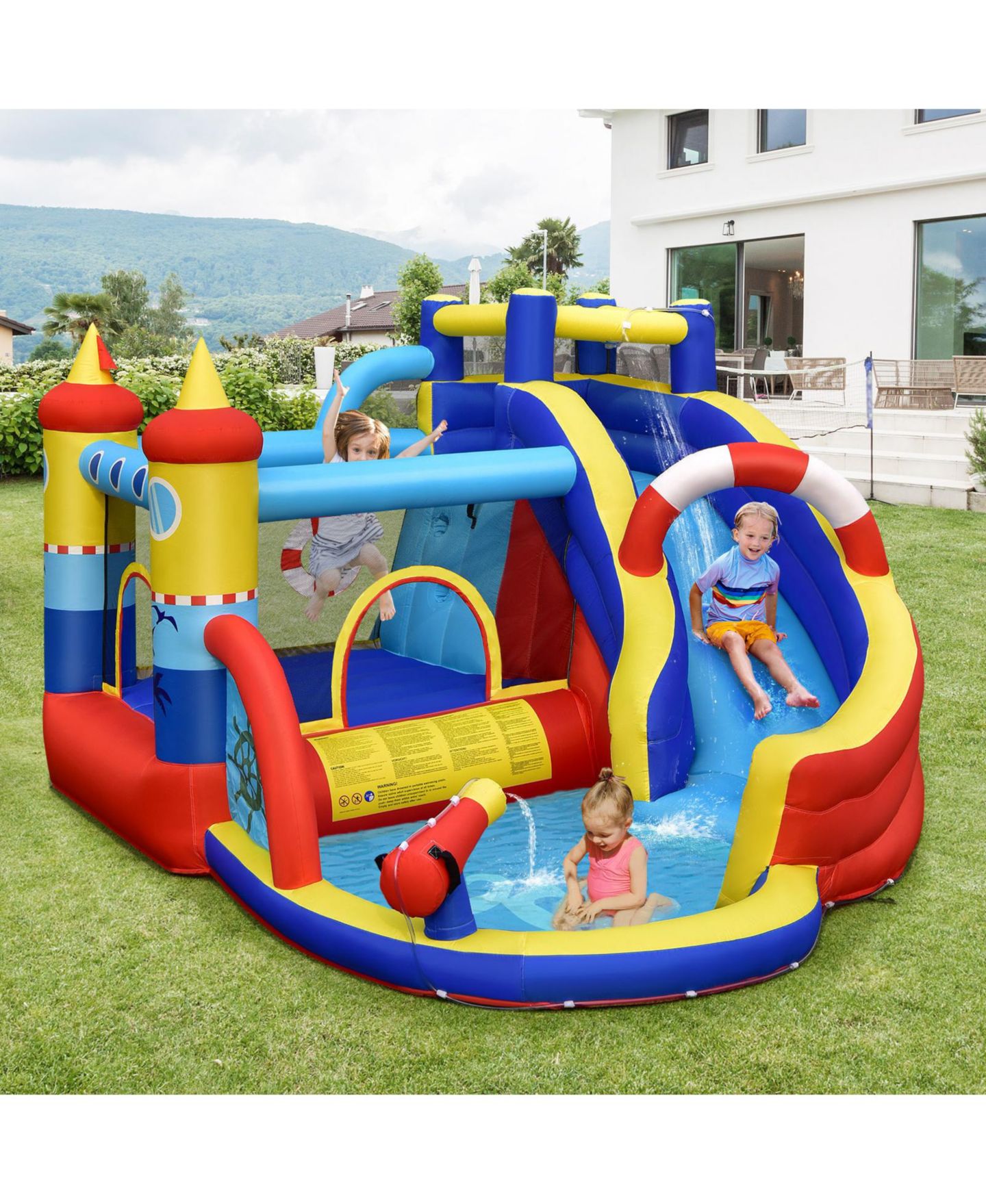 Детская игрушка Mecale Nautical-Themed Inflatable Bounce Castle with Slide & Climbing Wall, 450W Blower, Ages 3-7, цвет: Синий — фото 2