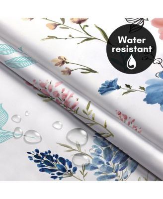 Hookless Floral Shower Curtain with Sheer Panel, Snap-In Liner & Grommets, 72" x 75"