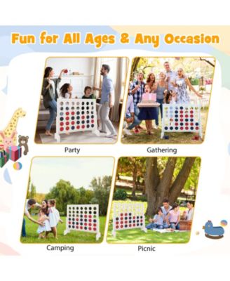 4-in-a-row Game Set Wooden Jumbo 4-to-Score Game with Carrying Bag