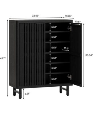 6-Tier Freestanding Shoe Cabinet with Shutter Doors and Adjustable Shelves for Entryway and Hallway