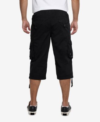 Men's 18" Elastic Waist Capri Long Cargo Shorts