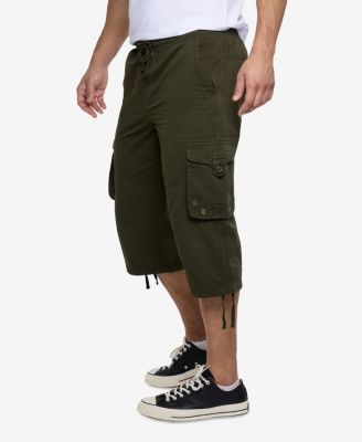 Men's 18" Elastic Waist Capri Long Cargo Shorts