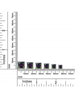 Square Black Mystic Rainbow Cubic Zirconia CZ Stud Earrings Sterling Silver