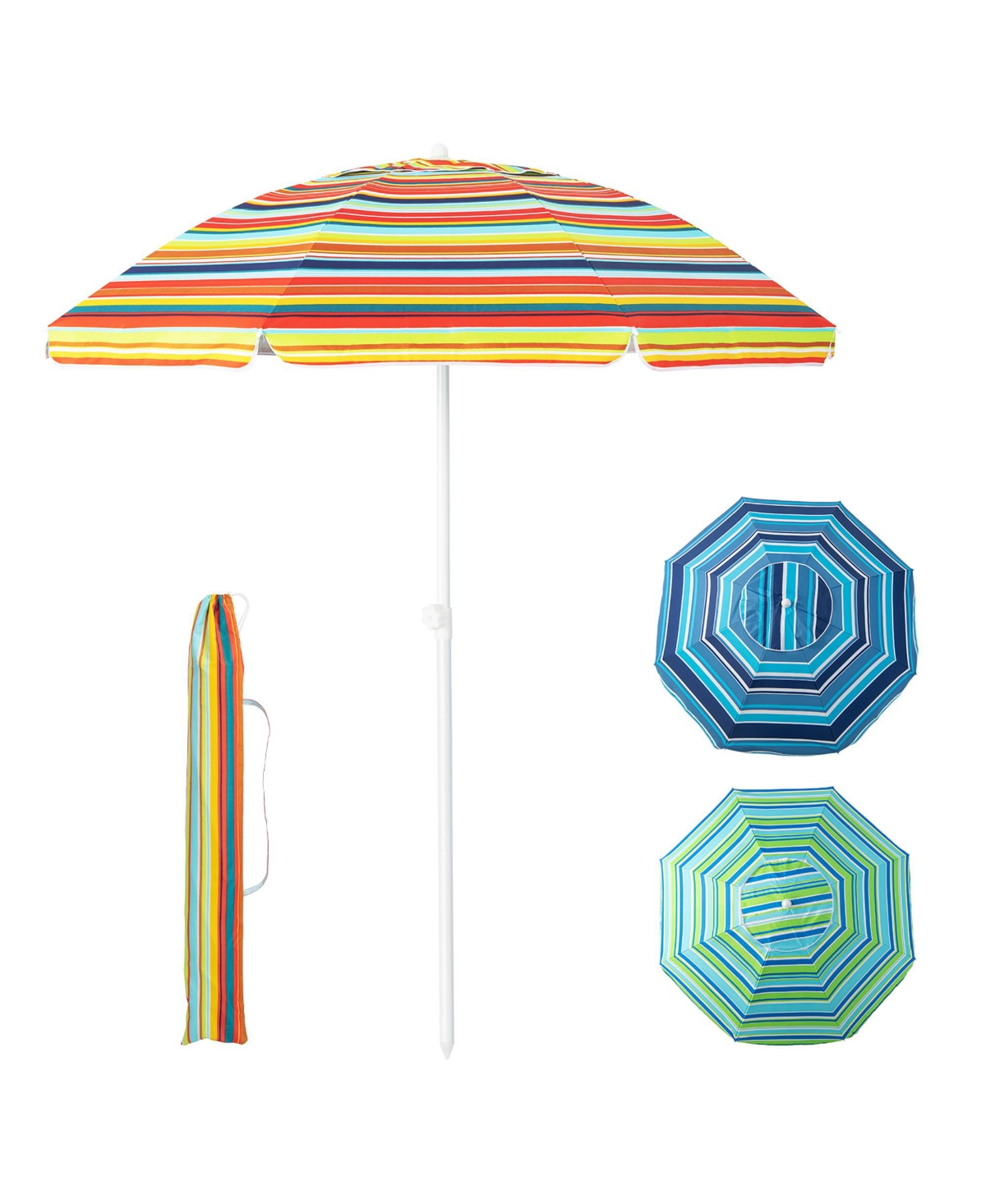 6.5 Ft Patio Portable Beach Adjustable Umbrella - Yellow