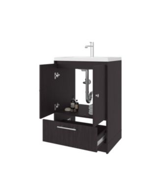 Sinclair Freestanding Bathroom Vanity with Sink, Two Doors and Bottom Drawer, Wengue