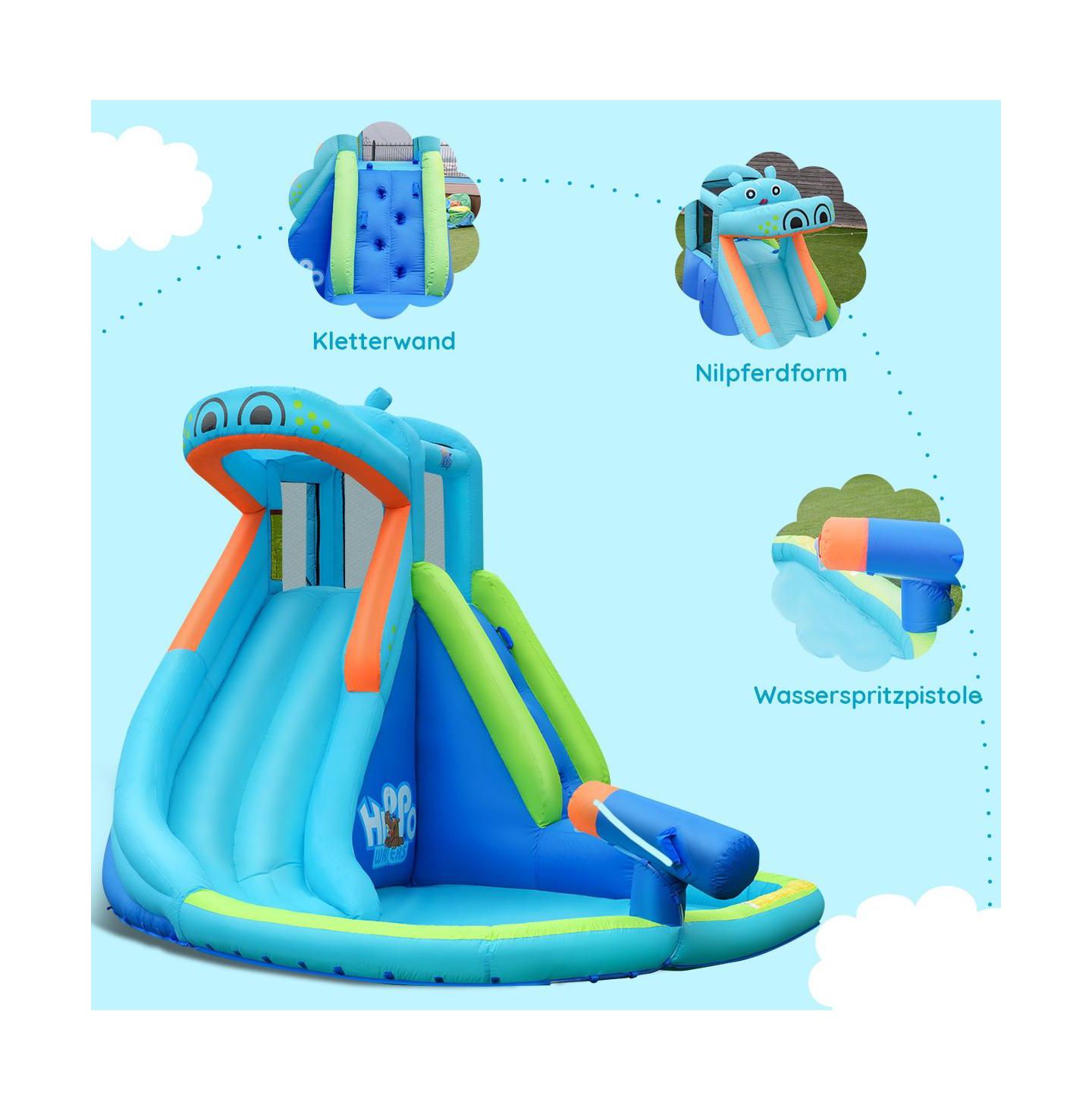 Детская игрушка Mecale Inflatable Water Pool with Splash and Slide, цвет: Синий — фото 7