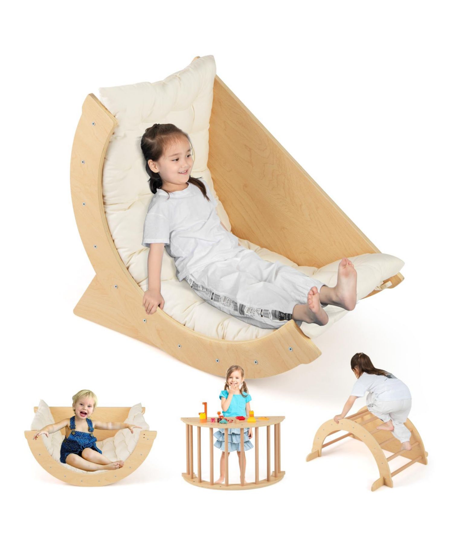 Montessori 6-in-1 Climbing Arch Climber with Cushion