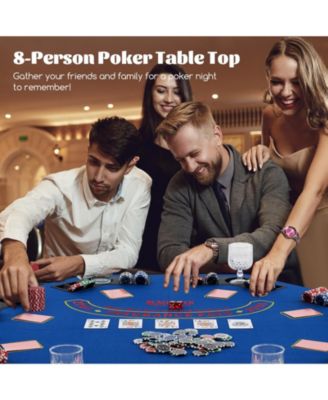 48 Inch 8-Player Foldable Poker Table Top with Carrying Bag and Cup Holders
