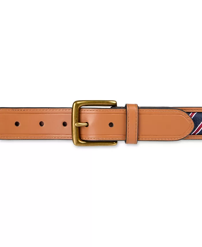 35MM Men's Prep Striped Ribbon Inlay Casual Belt - thumbnail 4