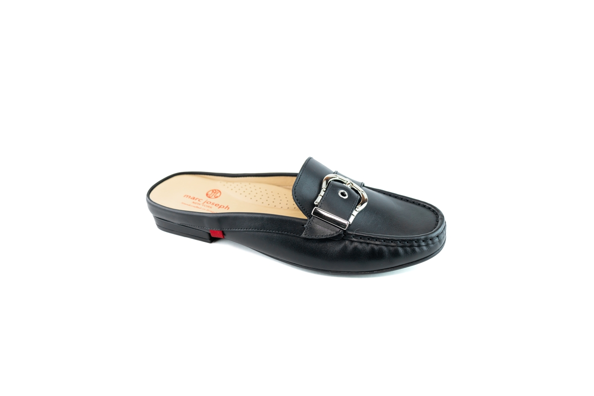 Womens Slip On Barbara St Buckle Mule - Black napa
