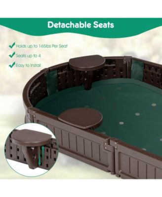 6 Feet Kids Oval Sandbox with Built-in Corner Seat and Bottom Liner