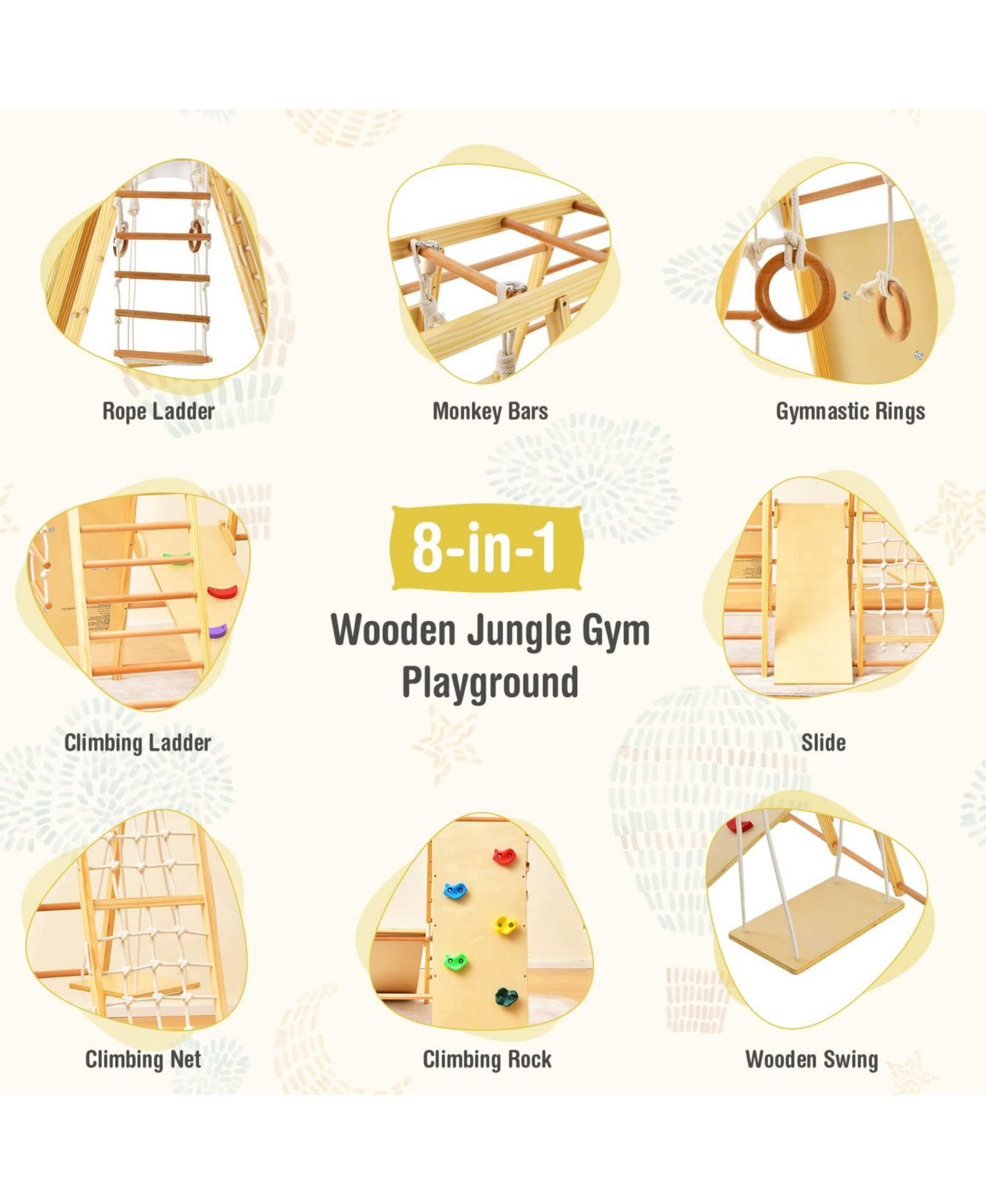 8-in-1 Beech Wood Jungle Gym Playset
