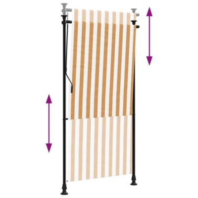 Outdoor Roller Blind Orange and White 47.2"x106.3" Fabric&Steel