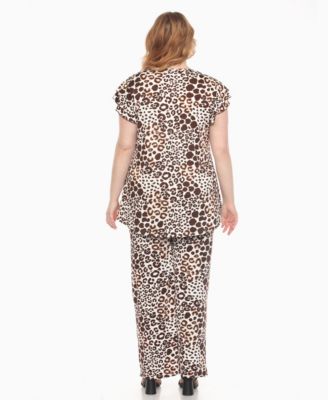 Plus Size 2-Piece Floral Print Tunic Top and Pants Set