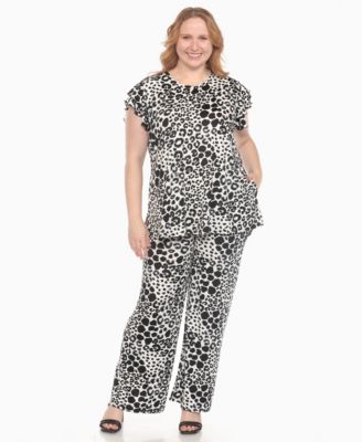 Plus Size Big Leopard Print Wide Leg Pants