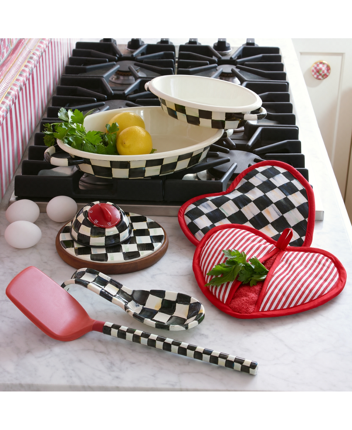 MacKenzie-Childs Courtly Check Medium Oval Gratin Dish