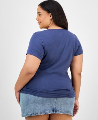 Trendy Plus Size Fitted V-Neck T-Shirt