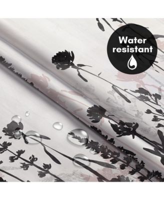 Hookless Floral Shower Curtain with Sheer Panel, Snap-In Liner & Grommets, 72" x 75"