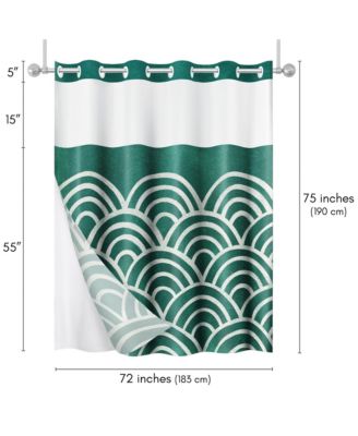 Hookless Shower Curtain with Sheer Panel, Snap-In Liner, and Grommets, 72x75