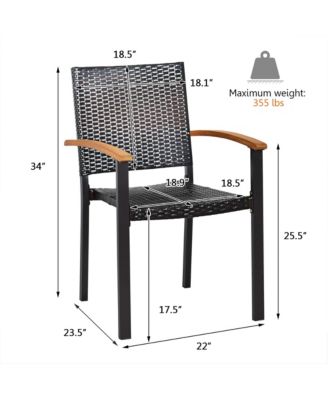 2PCS Stackable Patio Wicker Dining Chair Rattan Armchair Outdoor Yard