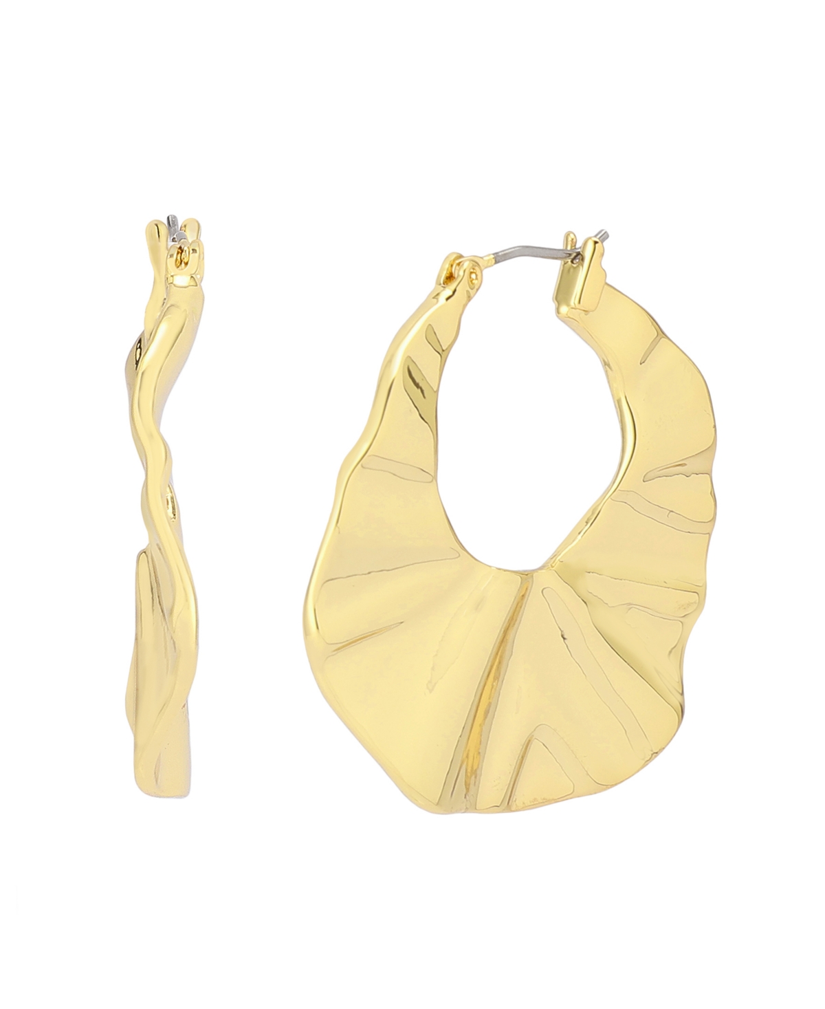 Gold Textured Hoop Earrings - Gold