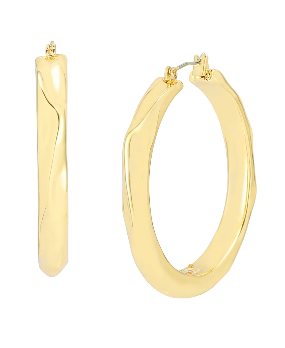 Gold Thin Textured Hoop Earrings - Gold