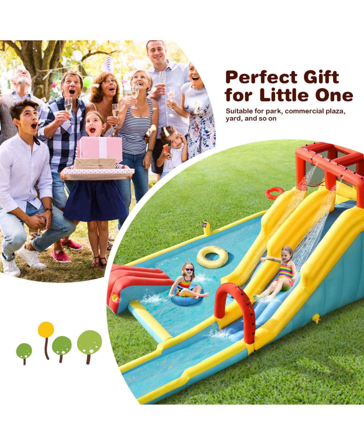 Детская игрушка Mecale Dual Slide Water Park Bounce House, Accommodates 3 Children, Ages 3+, цвет: Зелёный — фото 4