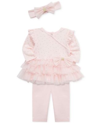Baby Girls Dot Shine Tutu Top, Leggings & Headband, 3 Piece Set