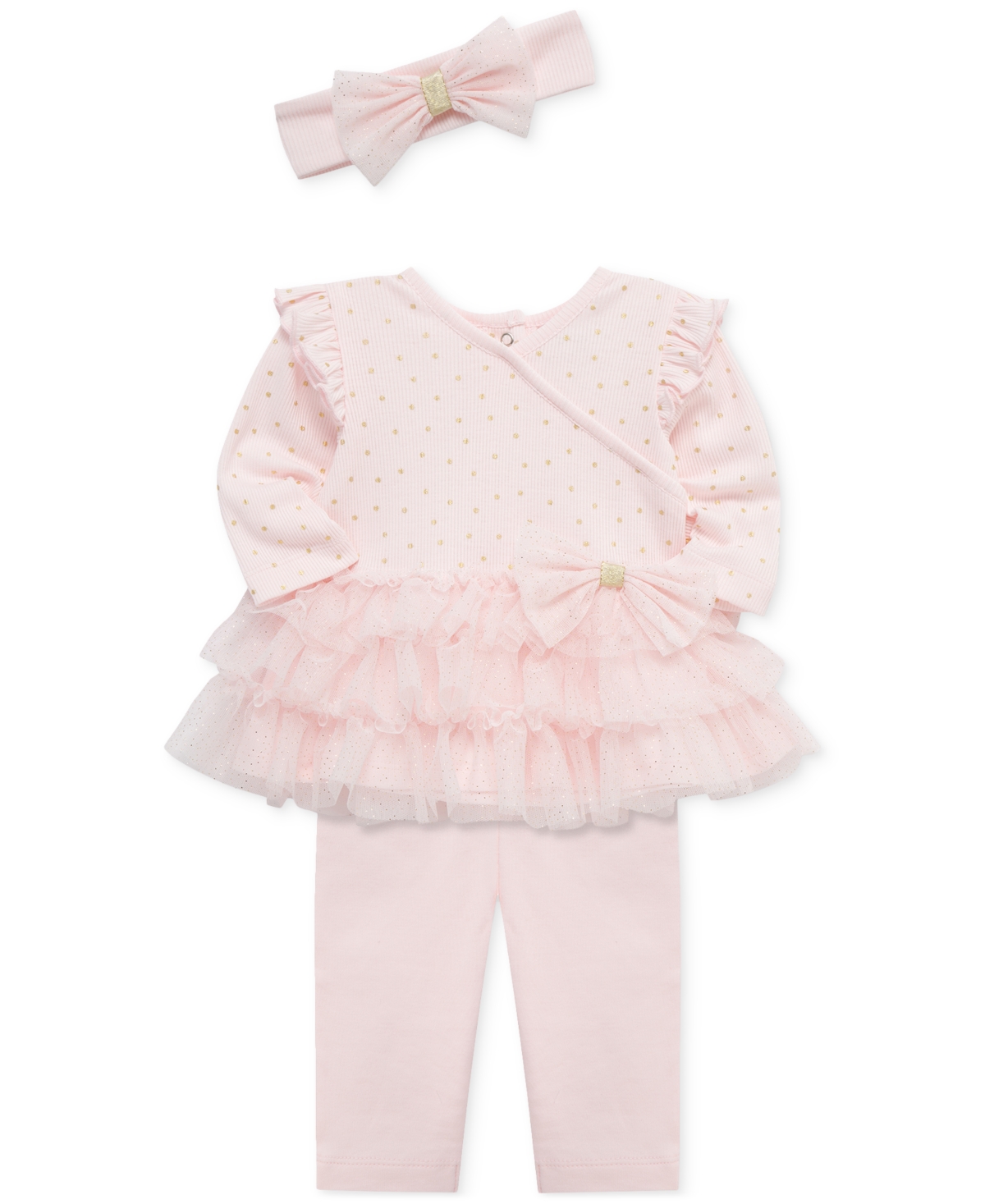 Little Me Baby Girls Dot Shine Tutu Top, Leggings & Headband, 3 Piece Set In Multi