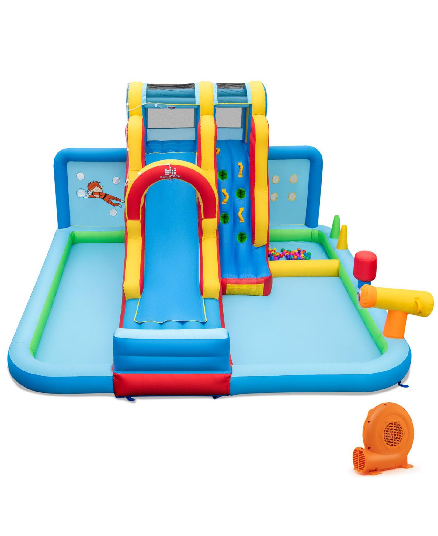 Детская игрушка Mecale Inflatable Water Park with Long Slide and Splash Pools, 163"L x 157"W x 91"H, Ages 3-10, цвет: Синий — фото 9